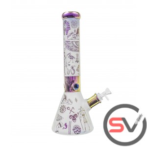 EGYPTIAN SYMBOLS FROSTED GLASS WATER PIPE 14inch